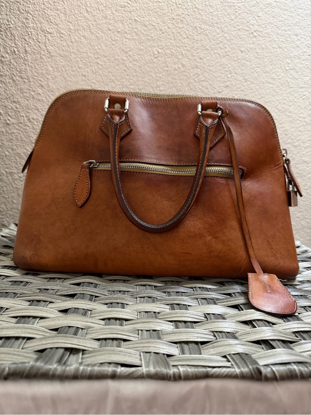 Vintage Dooney & Bourke Brown Alto Leather Zip Zip Dome Satchel Cognac - Picture 6 of 16